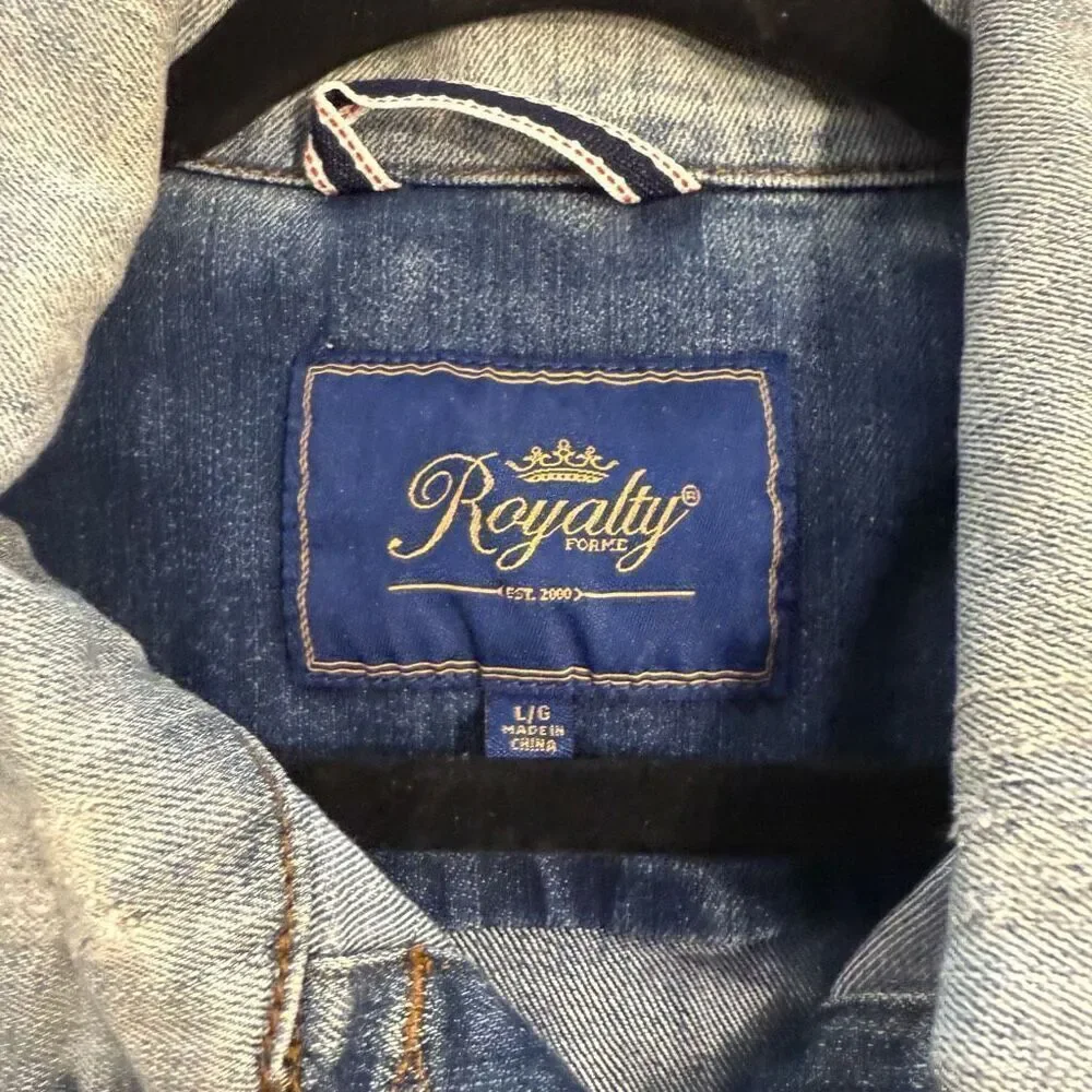 Royalty For Me distressed Jean jacket size large